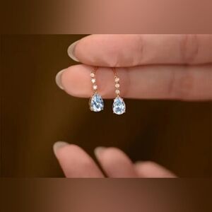 5/20 Sparkling Gold And Blue Teardrop Earrings